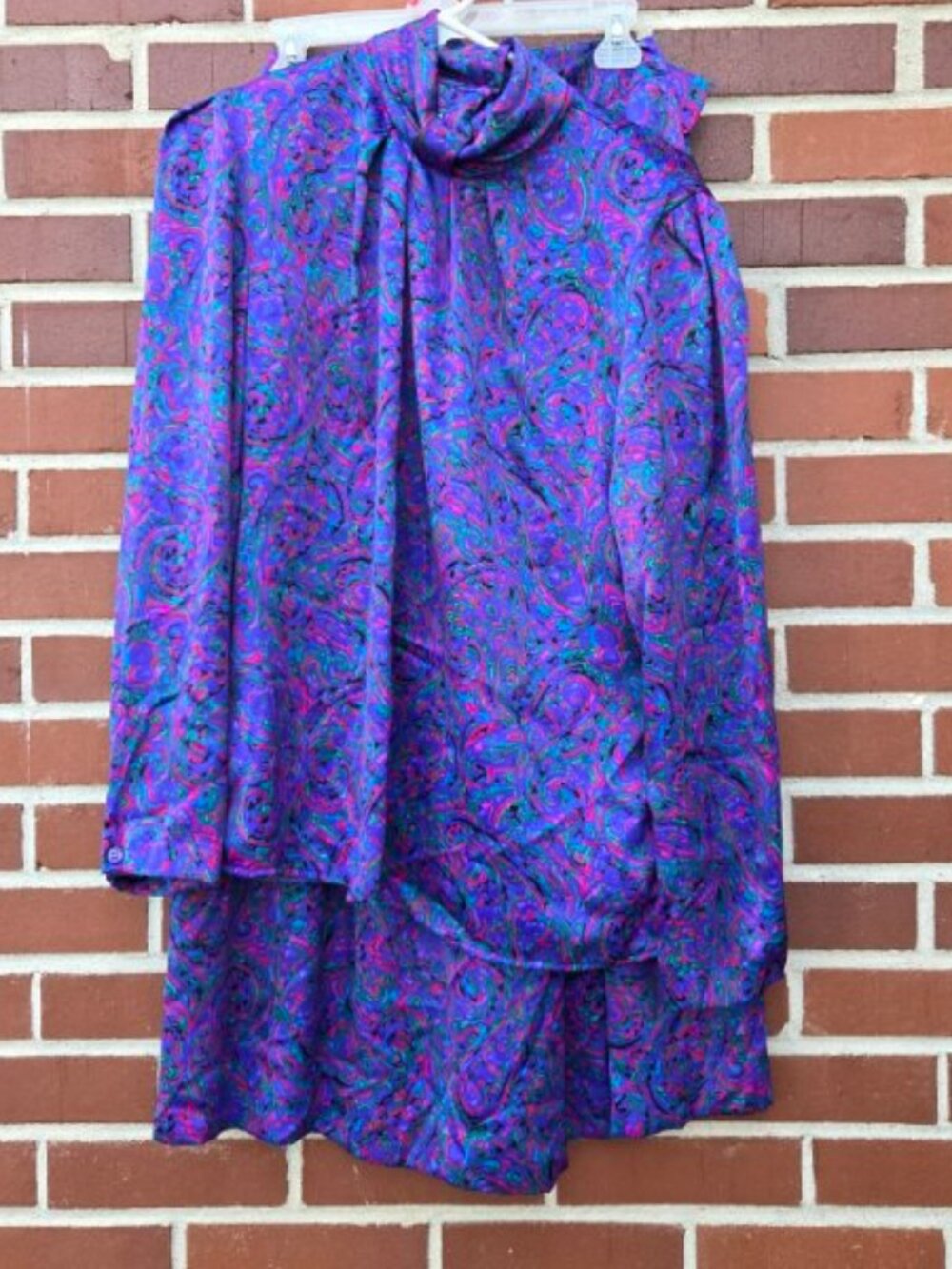 Vintage 2-Piece Prophecy Watercolor Midi Skirt/Blouse Set - Size 10
